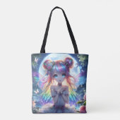 Anime Girl Rainbow Hair Singing Moon Fairy Tote Bag (Achterkant)