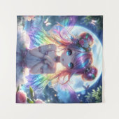 Anime Girl Rainbow Hair Singing Moon Fairy Wandkleed (Voorkant (horizontaal))