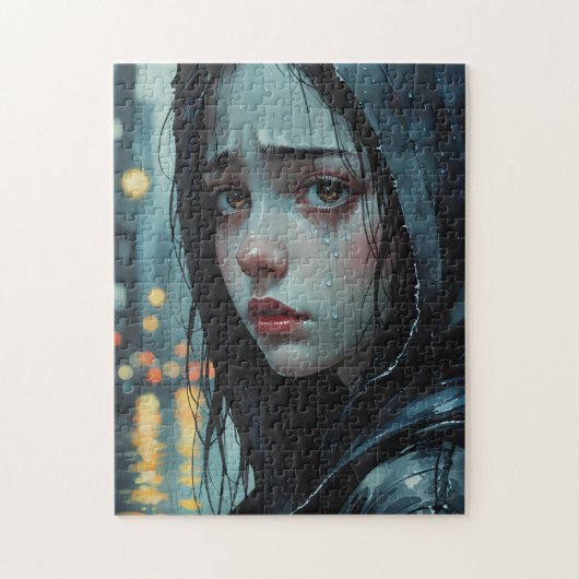 Anime Girl Rainy Day Puzzel - Waterverf Jigsaw (Verticaal)