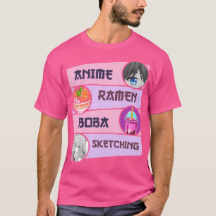 Anime Girl Ramen Boba Kunstliefhebber Schetsen Aes T-shirt
