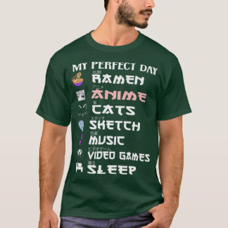 Anime Girl ramen schetst de muziek van japans T-shirt