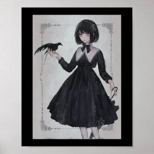 Anime Girl Sad Retro Aesthetic Japanse Otaku Poster