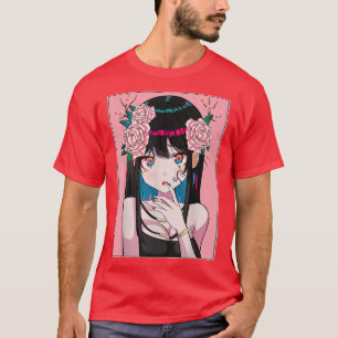 Anime Girl Sakura Hair Pinky Japanse esthetische K T-shirt