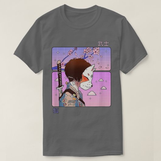 Anime Girl Samurai Pastel Gothic Aesthetische Kawa T-shirt (Design voorkant)