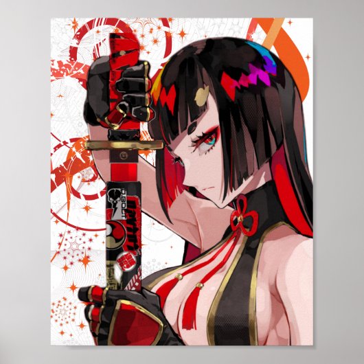 Anime girl Samurai Poster (Voorkant)