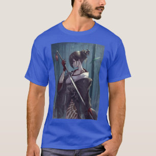 Anime Girl Samurai Waifu esthetische Japanse otaku T-shirt