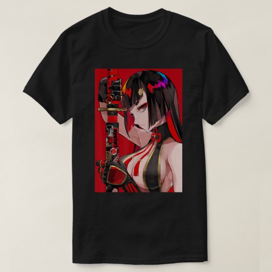 Anime Girl Samurai Waifu Japans esthetisch otaku T-shirt (Design voorkant)