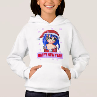 Anime Girl Santa Hat Hoodie
