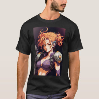 Anime Girl Sexy Space Warrior Soldier Oranje Hair T-shirt