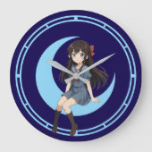 Anime Girl Sitting On A Crescent Moon Grote Klok (Voorkant)