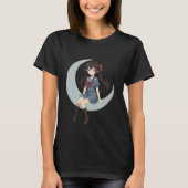 Anime Girl Sitting On A Crescent Moon T-shirt (Voorkant)