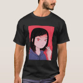 Anime Girl Smoking Portret T-shirt (Voorkant)