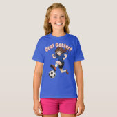 Anime Girl Soccer Player Goal Getter T-shirt (Voorkant volledig)