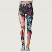Anime Girl Space Muziek graffiti Leggings (Voorkant)