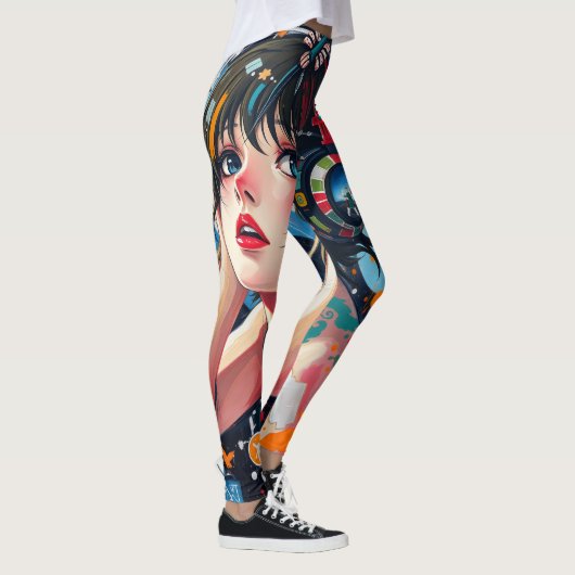 Anime Girl Space Muziek graffiti Leggings (Rechts)