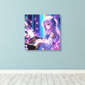 Anime Girl speelt piano Canvas Afdruk (Insitu (Houten vloer))