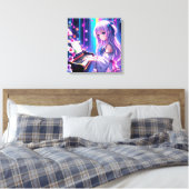 Anime Girl speelt piano Canvas Afdruk (Insitu (Slaapkamer))
