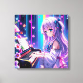 Anime Girl speelt piano Canvas Afdruk (Voorkant)