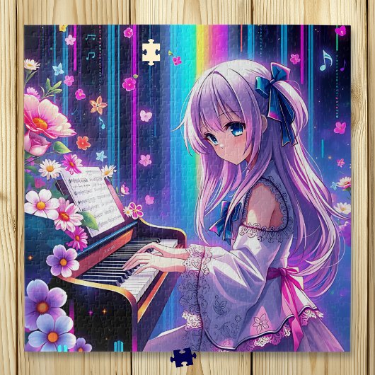 Anime Girl speelt piano Legpuzzel
