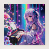 Anime Girl speelt piano Legpuzzel (Verticaal)