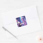 Anime Girl speelt piano Vierkante Sticker (Envelop)