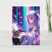 Anime Girl Spelen Piano Gepersonaliseerde Verjaard Kaart (Voorkant)