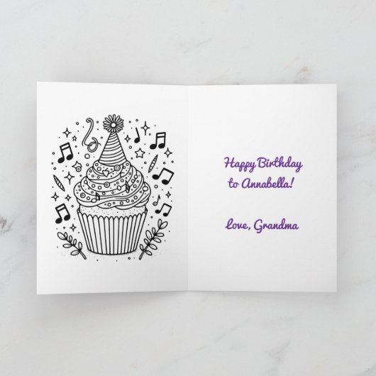 Anime Girl Spelen Piano Gepersonaliseerde Verjaard Kaart (Binnen)