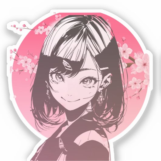 Anime Girl stylish sticker (Voorkant)