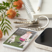 Anime Girl & Two Dogs Double-Sided Keychain (Voorkant Rechts)