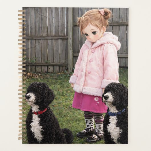 Anime Girl & Two Dogs Weekly Planner (Voorkant)