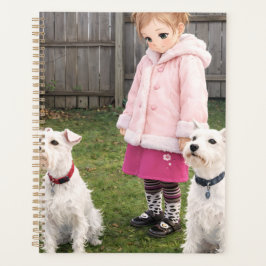 Anime Girl & Two Dogs Weekly Planner