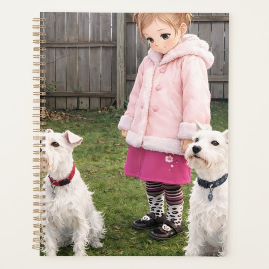 Anime Girl & Two Dogs Weekly Planner (Voorkant)