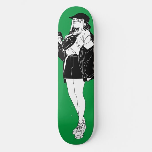 Anime Girl uit op het schaakbord van de stad Persoonlijk Skateboard (Voorkant)