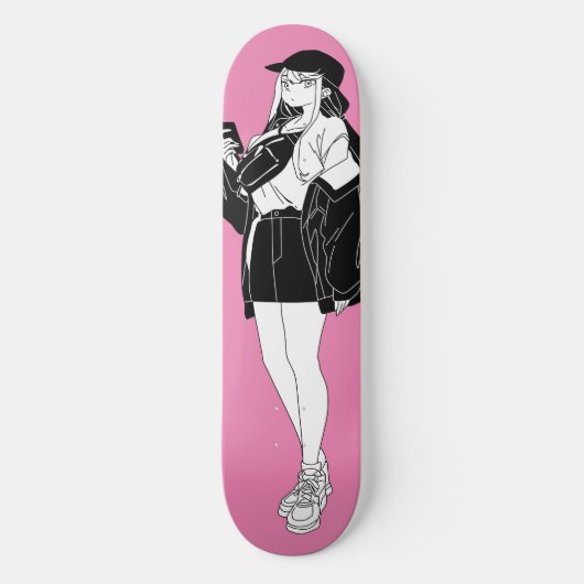 Anime Girl uit op het schaakbord van de stad Persoonlijk Skateboard (Voorkant)