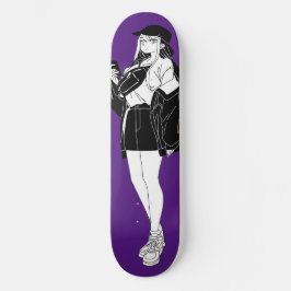 Anime Girl uit op het schaakbord van de stad Persoonlijk Skateboard