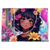 Anime Girl van kleur Verjaardag Groot Cadeauzakje (Voorkant)