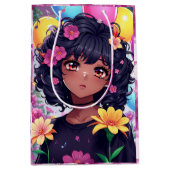 Anime Girl van kleur Verjaardag Medium Cadeauzakje (Voorkant)