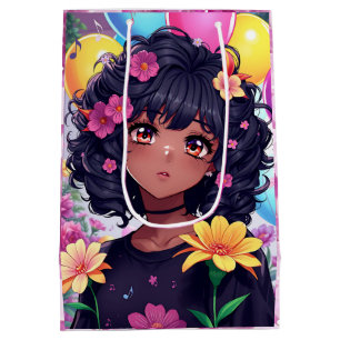 Anime Girl van kleur Verjaardag Medium Cadeauzakje