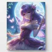 Anime Girl Violet Butterfly Wing Moon Fairy Fotoplaat (Voorkant)