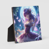 Anime Girl Violet Butterfly Wing Moon Fairy Fotoplaat (Voorkant)