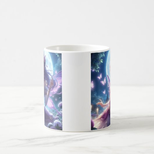 Anime Girl Violet Butterfly Wing Moon Fairy Koffiemok (Center)