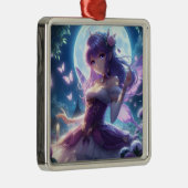 Anime Girl Violet Butterfly Wing Moon Fairy Metalen Ornament (Rechts)