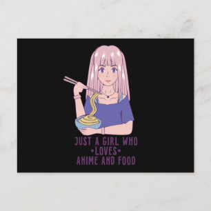 Anime Girl   voor Anime & Food Lover Briefkaart