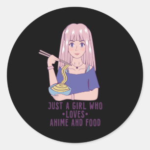 Anime Girl   voor Anime & Food Lover Ronde Sticker