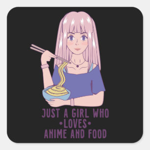 Anime Girl   voor Anime & Food Lover Vierkante Sticker