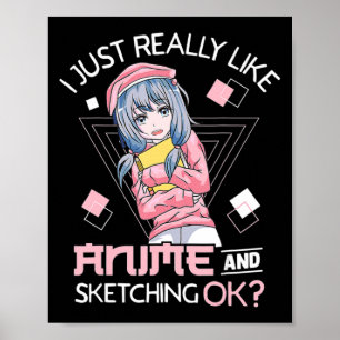 Anime Girl Waifu die van Anime Ramen en Sketchi ho Poster