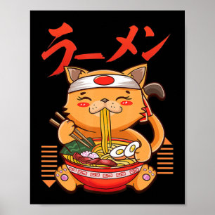 Anime Girl Waifu die van Anime Ramen en Sketchi ho Poster