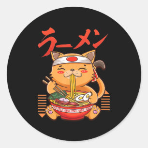 Anime Girl Waifu die van Anime Ramen en Sketchi ho Ronde Sticker