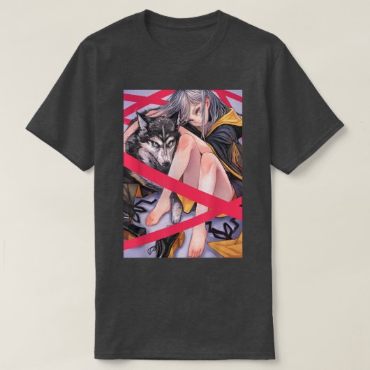 Anime Girl Waifu Wolf esthetische Japanse otaku T-shirt (Design voorkant)