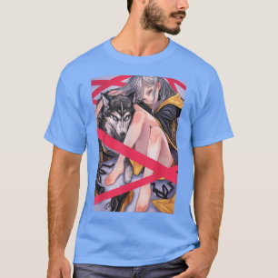 Anime Girl Waifu Wolf esthetische Japanse otaku T-shirt
